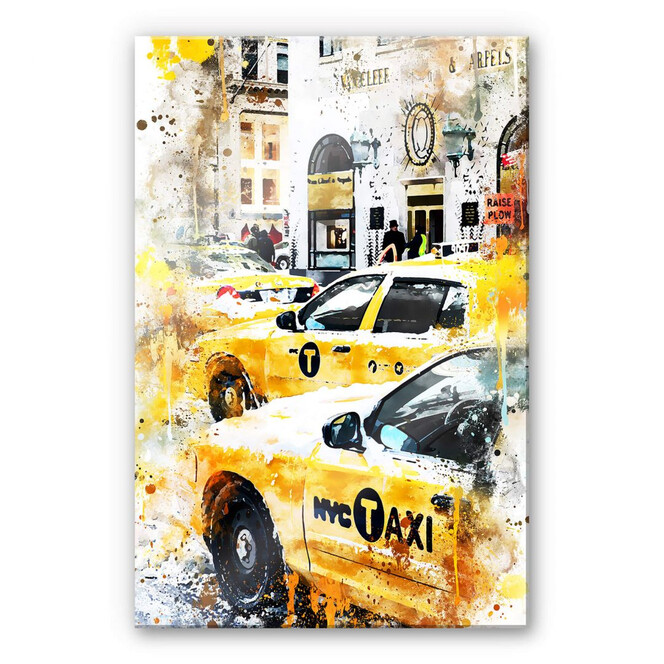 Acrylglasbild Hugonnard - Watercolour: New York Cabs