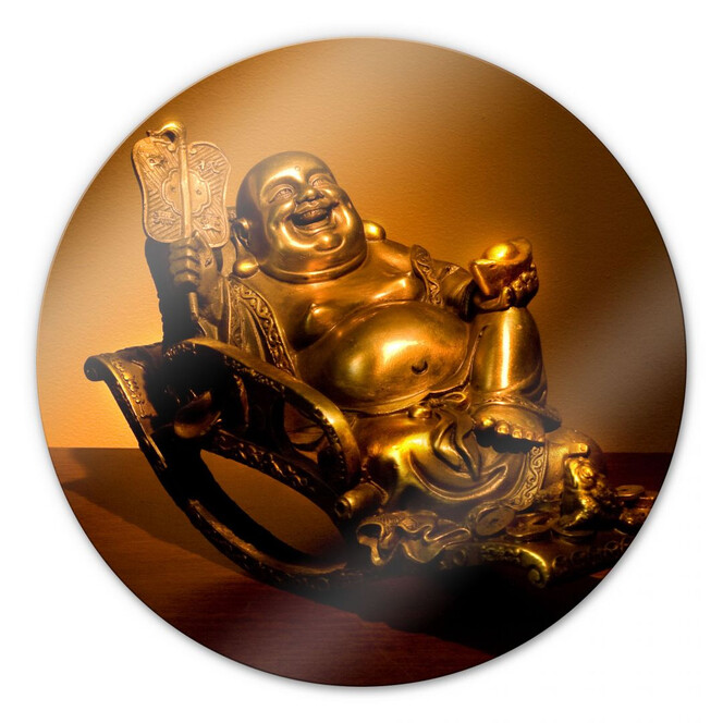 Glasbild Happy Buddha - rund
