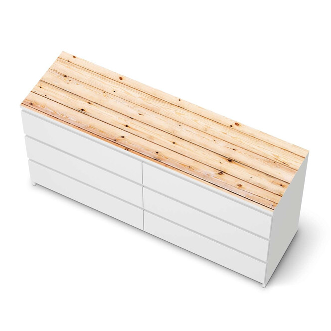 Möbelfolie IKEA Malm Kommode 6 Schubladen (breit) oben - Bright Planks- Bild 1
