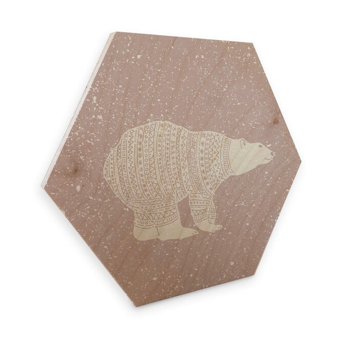 Hexagon - Holz Birke-Furnier Polarbär Weiss