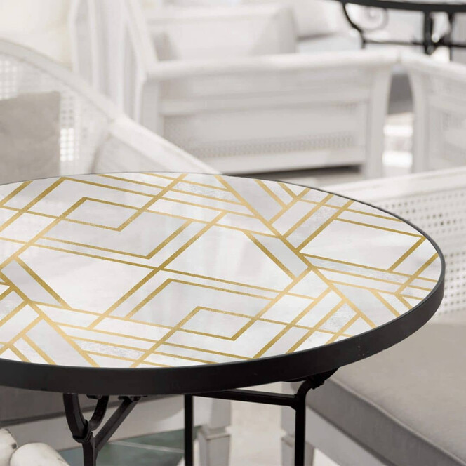 Tischplatte aus Glas - Fredriksson - Art-Deco: Goldene Geometrie - Rund