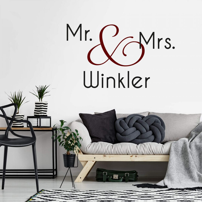 Wandtattoo & Name Mr. & Mrs. (2-farbig)