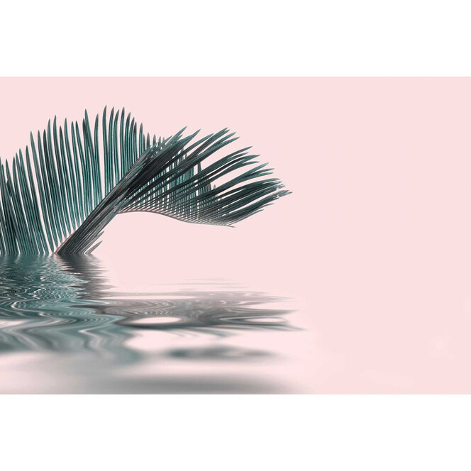 Livingwalls Fototapete ARTist Palm Leaf Water mit Palmenblatt grau, rosa - Bild 1