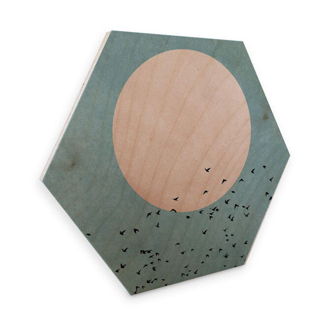 Hexagon - Holz Birke-Furnier - Kubistika - Mondschein