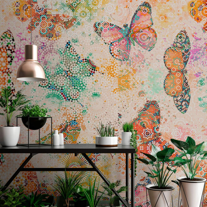 Livingwalls Fototapete Walls by Patel mosaic butterflies 2 - Bild 1