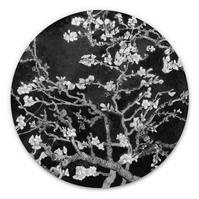 Alu-Dibond van Gogh - Mandelblüte - schwarz - Rund