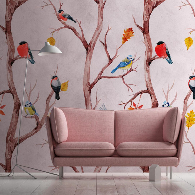 Livingwalls Tapete mit Vögeln Metropolitan Stories THE WALL Vliestapete rosa, braun - Bild 1