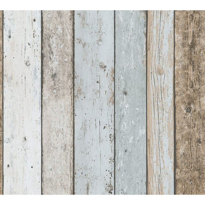A.S. Création Papiertapete il Decoro Tapete in maritimer Vintage Holz Optik beige, blau, braun
