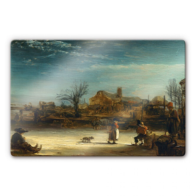 Glasbild Rembrandt - Winterlandschaft