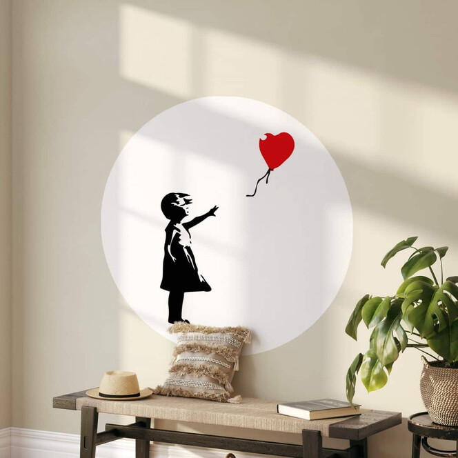 Wandtattoo Banksy - Girl with red balloon - Rund
