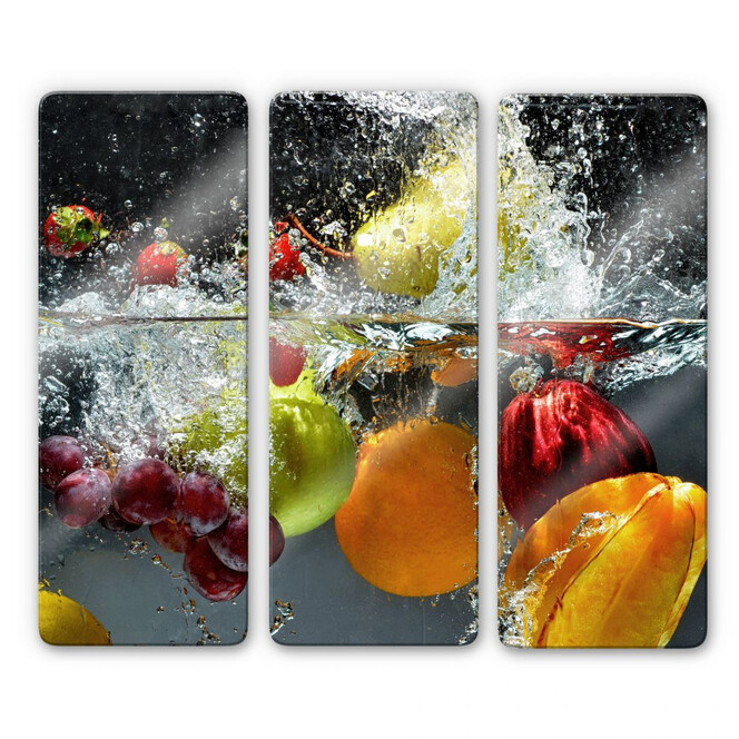 Glasbild Erfrischendes Obst (3-teilig)