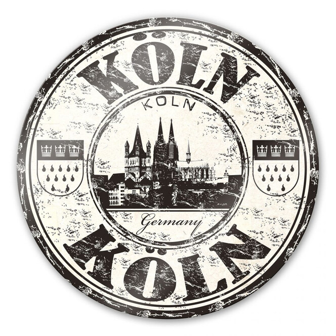 Glasbild Poststempel Köln - rund