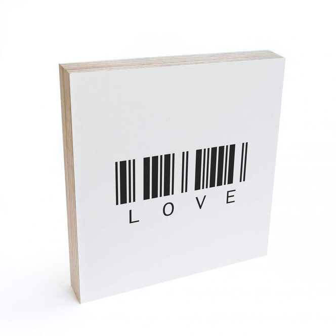 Holzbild zum Hinstellen - Barcode Love - 15x15cm - Bild 1