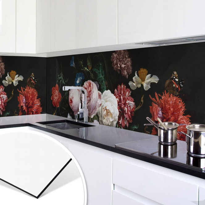 Küchenrückwand Heem - Stillleben mit Blumen in einer Glasvase