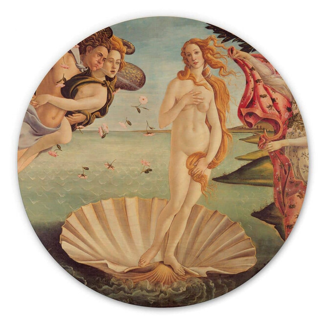 Holzbild Botticelli - Geburt der Venus - Rund