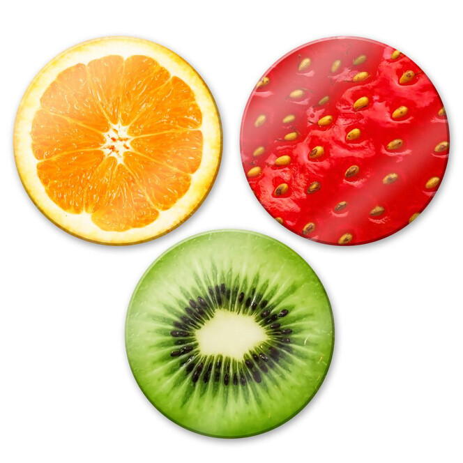 Glasbild Fruit Slice - rund (3-teilig)