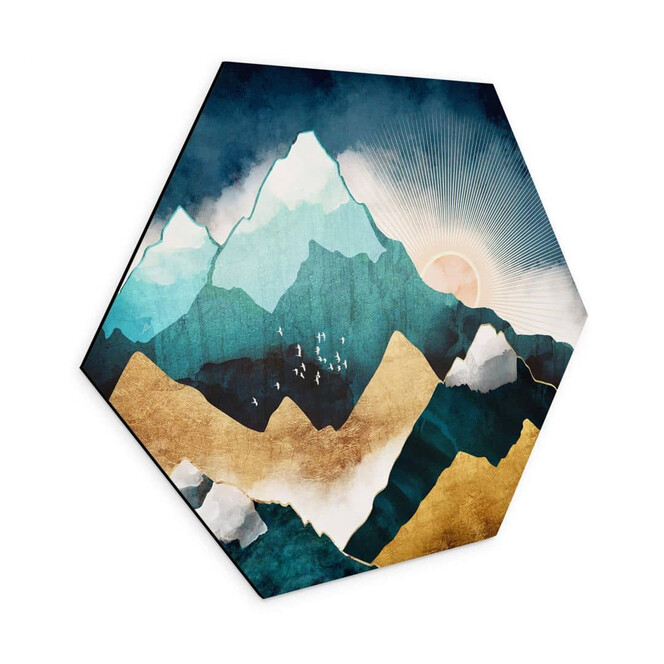 Hexagon Wandbild SpaceFrog Designs - Tagesanbruch - Alu-Dibond