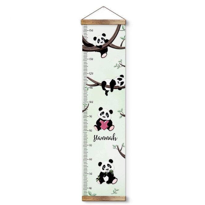 Personalisierte Messlatte Kinder - Pandabären - 30x120cm - Bild 1