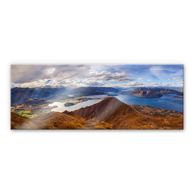 Acrylglasbild Yan - Aussicht vom Roys Peak - Panorama