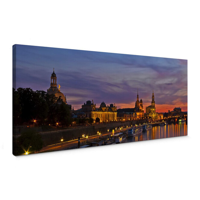 Leinwandbild Dresden im Nachtlicht