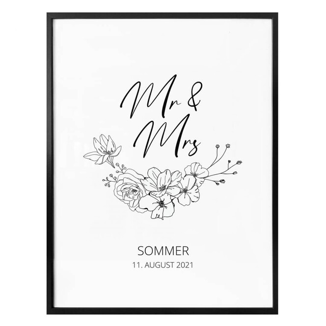 Personalisiertes Poster Mr & Mrs - Line Art