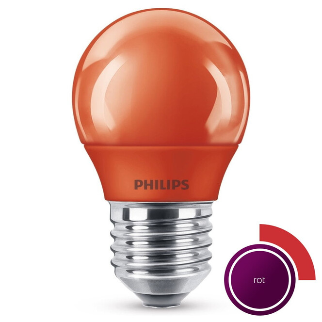 Philips LED Lampe, E27 Tropfenform P45. rot, nicht dimmbar, 1er Pack Energieklasse C