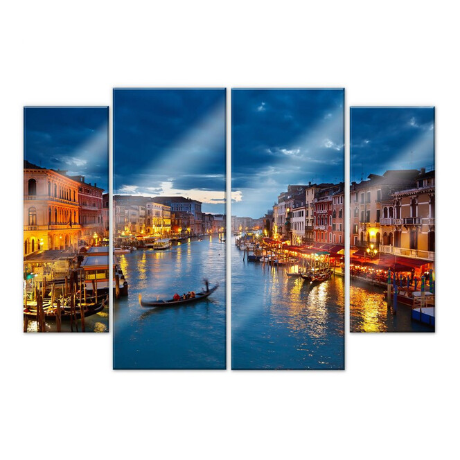 Acrylglasbild Beleuchtetes Venedig (4-teilig)