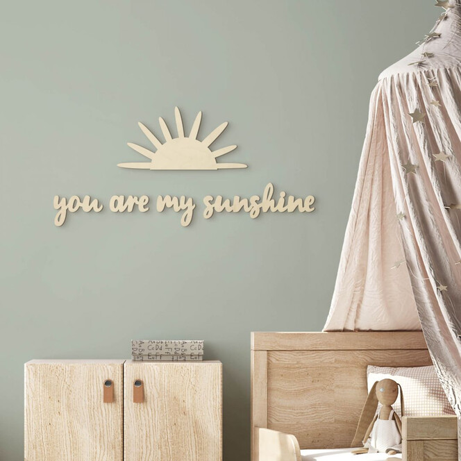 Kinderzimmer Wanddeko Sonne - You are my sunshine - Pappelholz