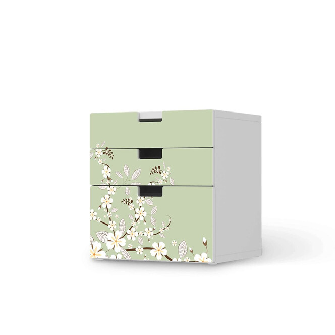 Folie IKEA Stuva / Malad Kommode - 3 Schubladen - White Blossoms- Bild 1