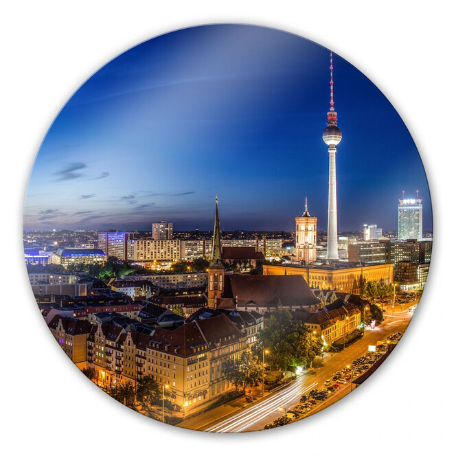 Glasbild Berlin Panorama - rund