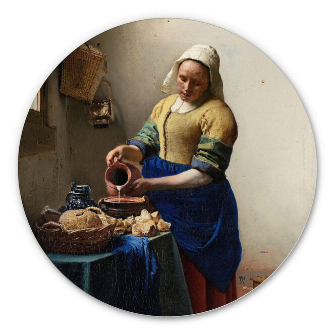 Alu-Dibond Vermeer - Das Mädchen mit dem Milchkrug - Rund