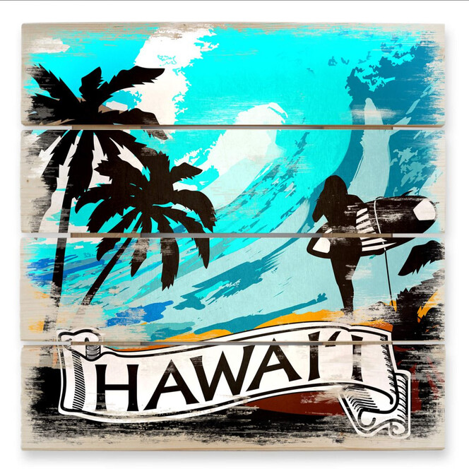 Holzbild Hawaii - Comic Style