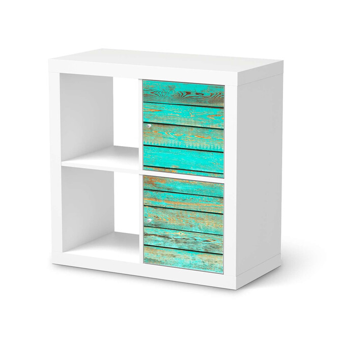 Klebefolie IKEA Expedit Regal 2 Türen (hoch) - Wooden Aqua- Bild 1