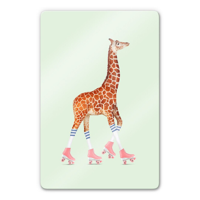 Glasbild Loose – Rollerskating Giraffe