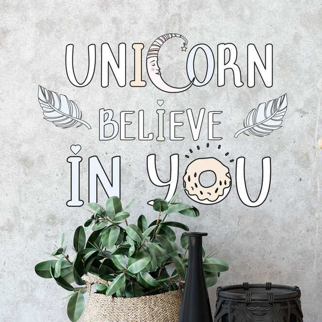 Wandtattoo Kvilis - Schriftzug Unicorn Believe in You