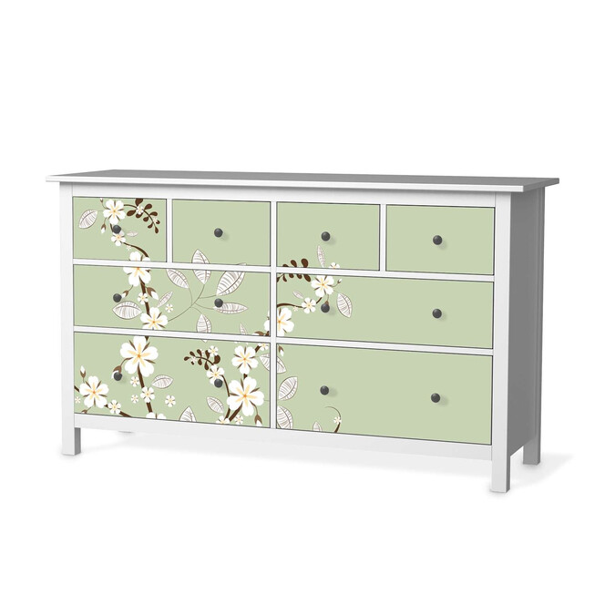 Möbelfolie IKEA Hemnes Kommode 8 Schubladen - White Blossoms- Bild 1