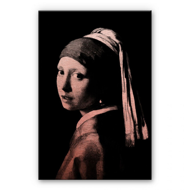 Alu-Dibond Bild mit Kupfereffekt - Vermeer - Das Mädchen mit dem Perlenorhgehänge