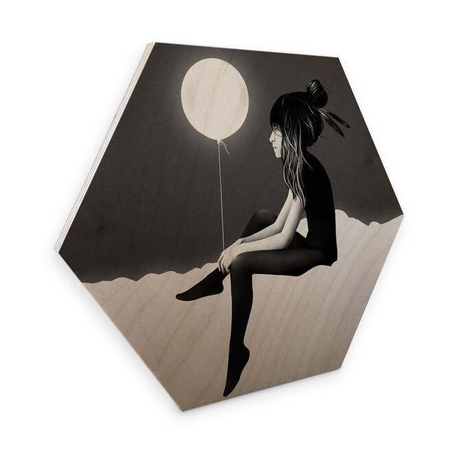 Hexagon - Holz Birke-Furnier - Ireland - No such thing as nothing by night - leuchtender Ballon