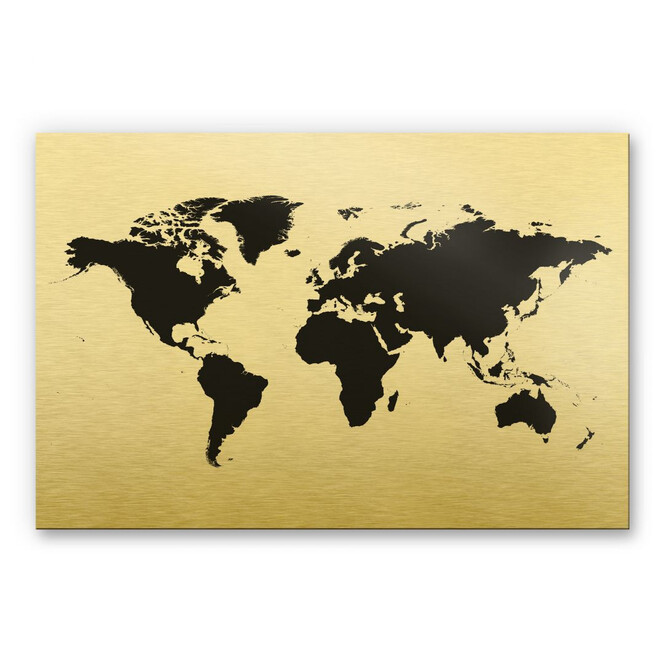 Alu-Dibond-Goldeffekt - Weltkarte 01
