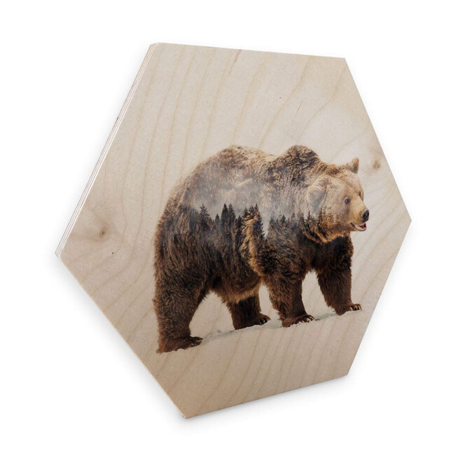 Hexagon - Holz Birke-Furnier - Beáta - Der Bär