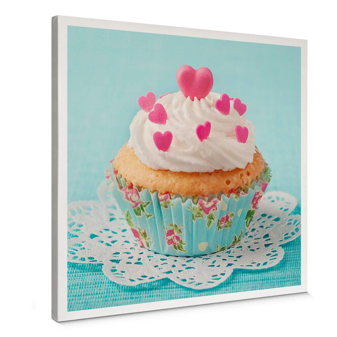 Leinwandbild Hearts on Cupcake