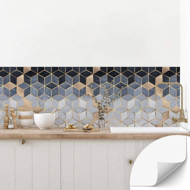 Selbstklebende Küchenrückwand Fredriksson - Blaue Geometrie