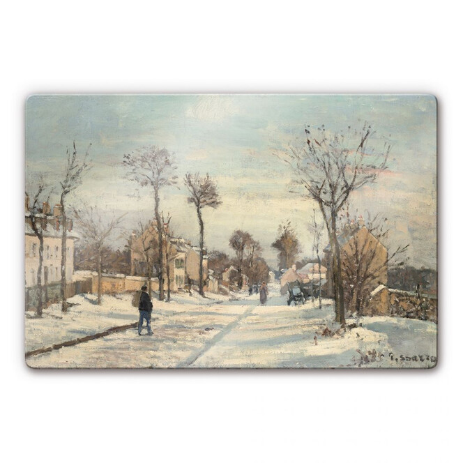 Glasbild Pissarro - Strasse von Louveciennes im Schnee