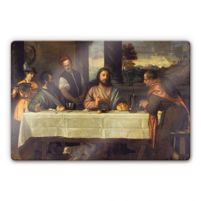 Glasbild Tizian - Das Mahl in Emmaus