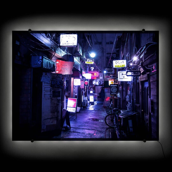 LED Wandbild Hugonnard - Nachtleben in Japan - 80x60cm - Bild 1