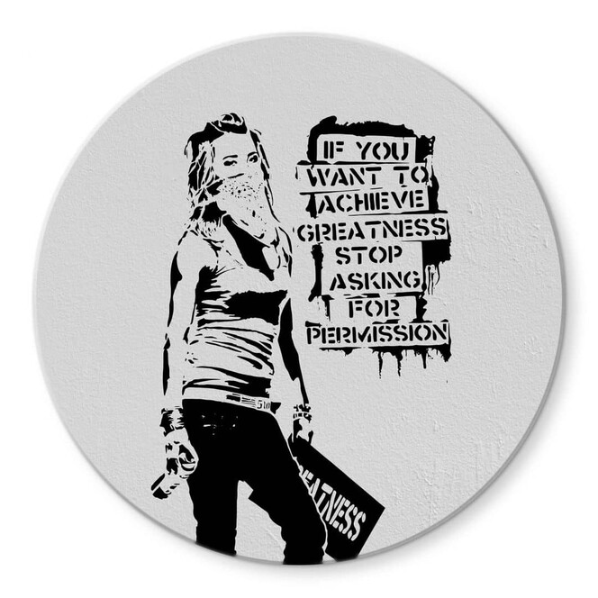 Glasbild Banksy - Achieve Greatness - Rund