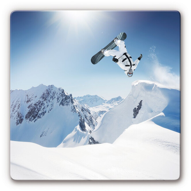 Glasbild Snowboarder quadratisch