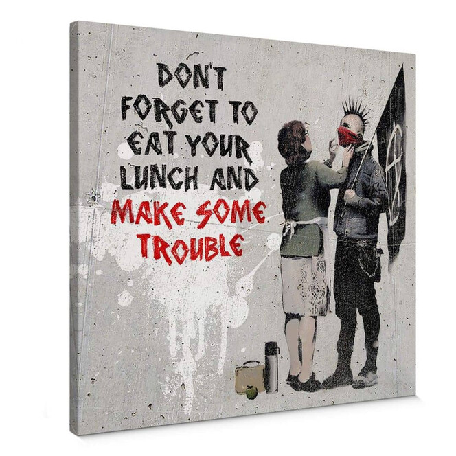 Leinwandbild Banksy - Make Some Trouble