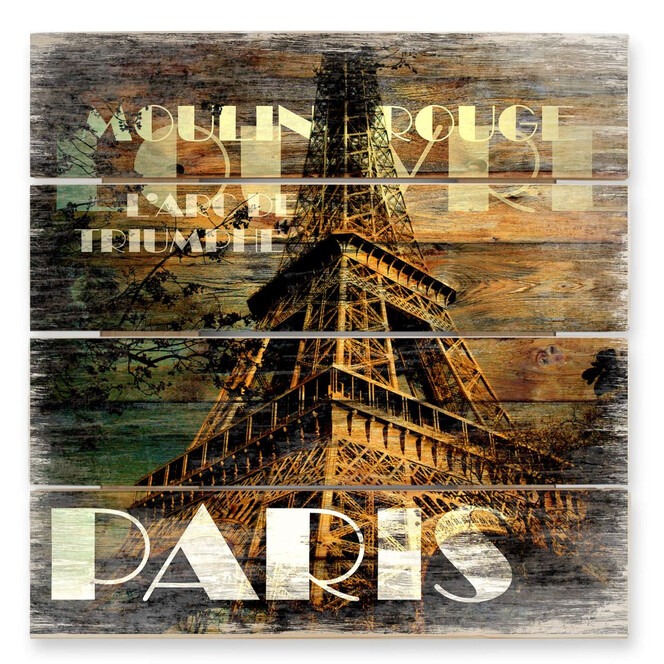 Holzbild Paris Szenerie