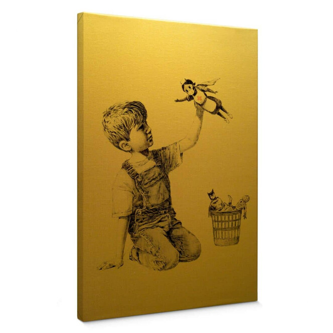 Leinwandbild mit Goldeffekt Banksy - Real Hero